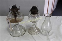 Hurricane Lamps lot of 2 1 with Globe 1 without