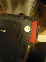 LUGGAGE SET. BLACK, RED, TWEED, HARDBACK GREY