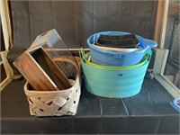 baskets, boxes, buckets