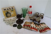 Vintage Roller Skates, Cast iron Candle Holders,