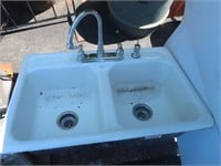 Kohler Cast Iron  2 Bowl Sink w/Faucet-22x33x9"