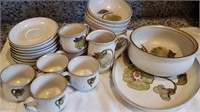 DENBY Stoneware, 6 cups, 8 saucers, 6 bowls,
