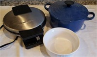Le Creuset  pot w/lid, Cuisinart waffle maker, &