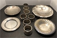 Silver Plated Dishes and Napkin Rings. 

Napkin