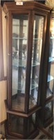 Three sided curio cabinet. 
70” tall, 24” wide,