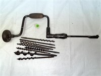 VICTOR BRACE RATCHET DRILL W/10 AUGER BITS - SOME