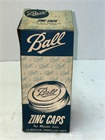 12 BALL ZINC LIDS IN ORIGINAL BOX- NEW OLD STOCK