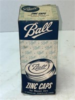 12 BALL ZINC LIDS IN ORIGINAL BOX- NEW OLD STOCK
