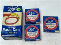 BALL WIDE MOUTH MASON CAPS WITH LIDS & RUBBERS