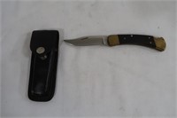 Large Buck Knife w/Leather Case-3" Blade