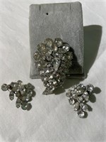 Vintage Rhinestone Brooch & Earrings