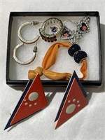 Lot of Orange & Blue Rhinestone Jewelry