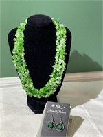 Green Stone Necklace & Earring