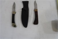 Buck Knife w/LeatherCase&Pocket Knife-Yhyber-Japan