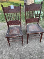 Two antique wooden chairs