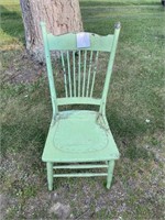 Green antique wooden chair