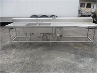 134" Stainless Table with 2 Bay Sink