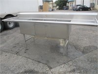 102" Stainless 3 Bay Sink