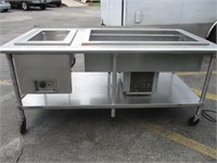 72" Stainless Table with Warmer and Refrigerated