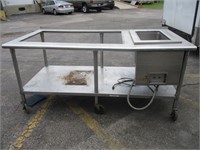 72" Stainless Table with Warmer Drop in with open