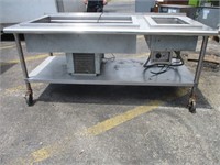 72" Stainless Table with Warmer and Refrigerated