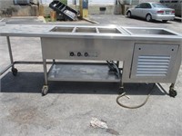 108" Stainless Table with Warmer and Refrigerated
