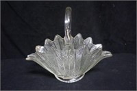 Vintage Brides Basket Clear Glass Leaf Design