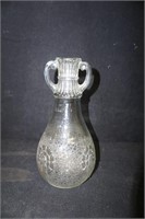 Vintage Crackle Glass Two Handle Vase