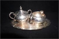 Silerplate Sugar and Cream set with Underplate