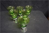 Set of Six Green Glasses