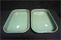 Vintage Enamel Ware Green Pans