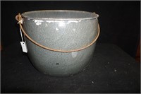 Vintage Grey Enamel Ware Stew Pot