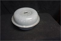 Vintage Grey Enamel Ware Round Roaster