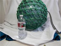 Huge Green Glass Fishing Net Float 16" With Net