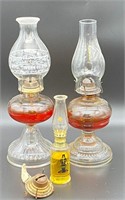 3 OIL LAMPS WITH EXTRA BURNER