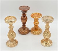 4 MERCURY GLASS CANDLE STANDS