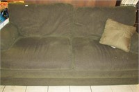 Hunter Green Two Cushion Couch - Good Condition