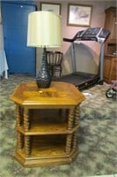 Nice Wooden End Table and Lamp