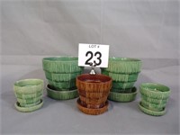 5 McCoy Basketweave Flower Pots