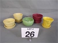 5 Assorted Flower Pots Marked USA