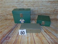 3 Tin File Boxes