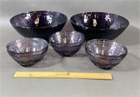 Purple Glass Mixing And Serving Bowls