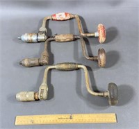 3 Antique Hand Drills