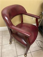 Red vinyl studded side chair nice burgundy seat