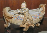 1940's Porcelain Hand Painted Figural Console Bowl