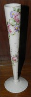 Vtg Frosted Pink Hand Painted Floral Bud Vase