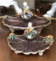 Pair of figural shell bowls