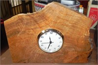 Homemade Clock on Block of Maple Tree