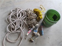 various rope in green bucket