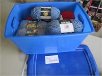 pet blankets yarn in blue tote
